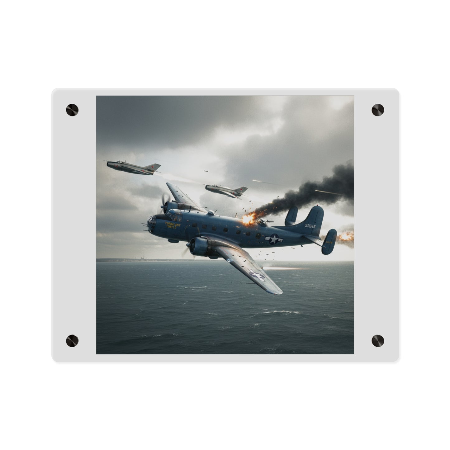 Acrylic Wall Art Panel - April 8, 1950, Baltic Sea - Latvia Soviet fighters shot down a U.S. Navy PB4Y-2 - Liberator - Cold War