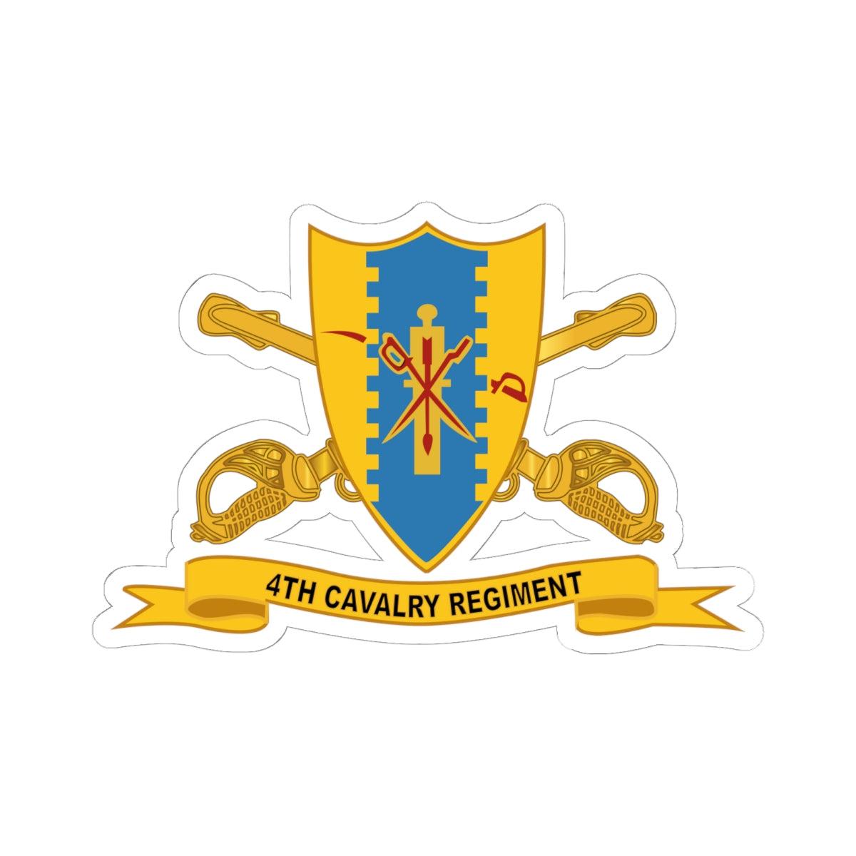 Kiss-Cut Stickers - 4th Cavalry Regiment w Br - Ribbon
