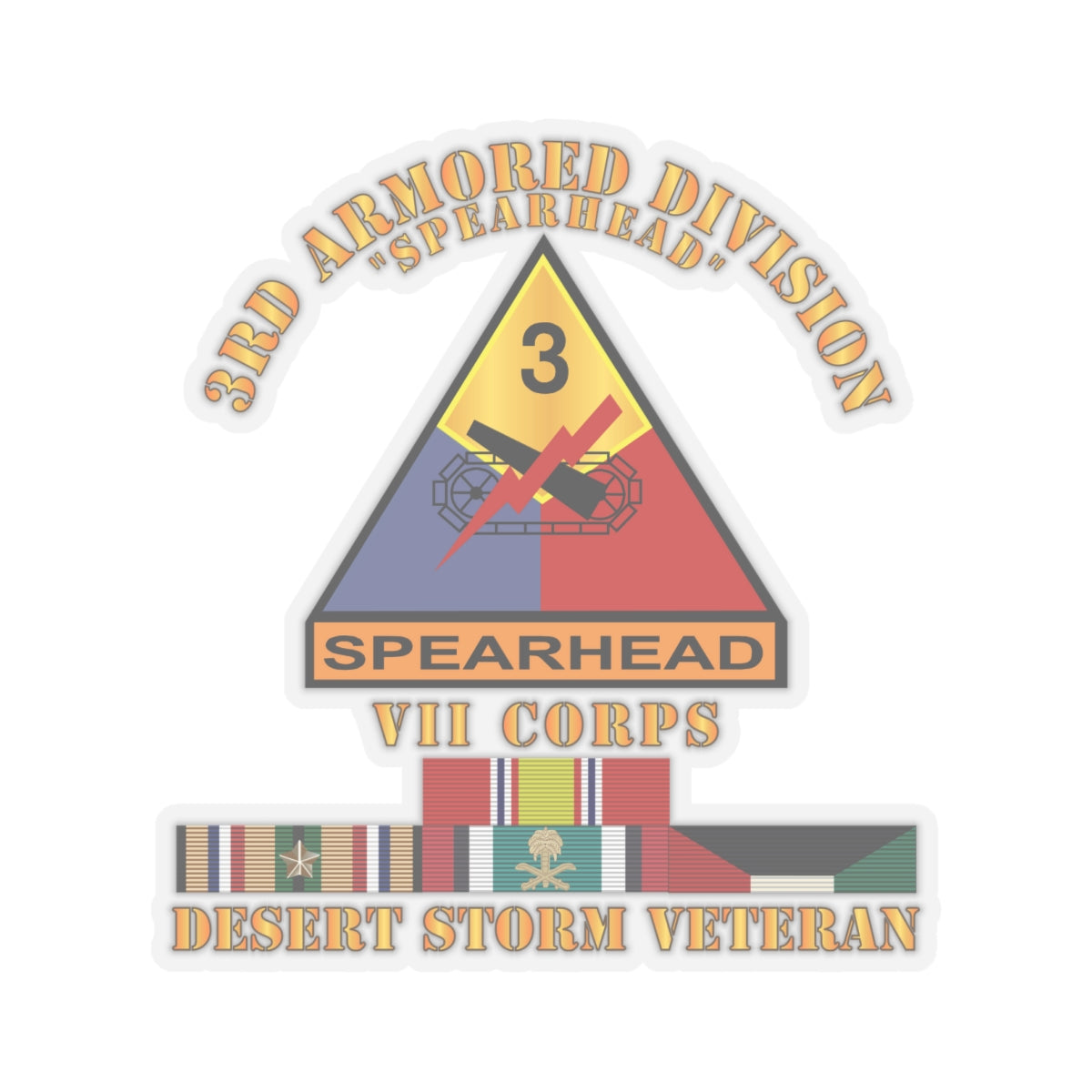 Kiss-Cut Stickers - 3rd Armored Div - VII Corps - Desert Storm Veteran