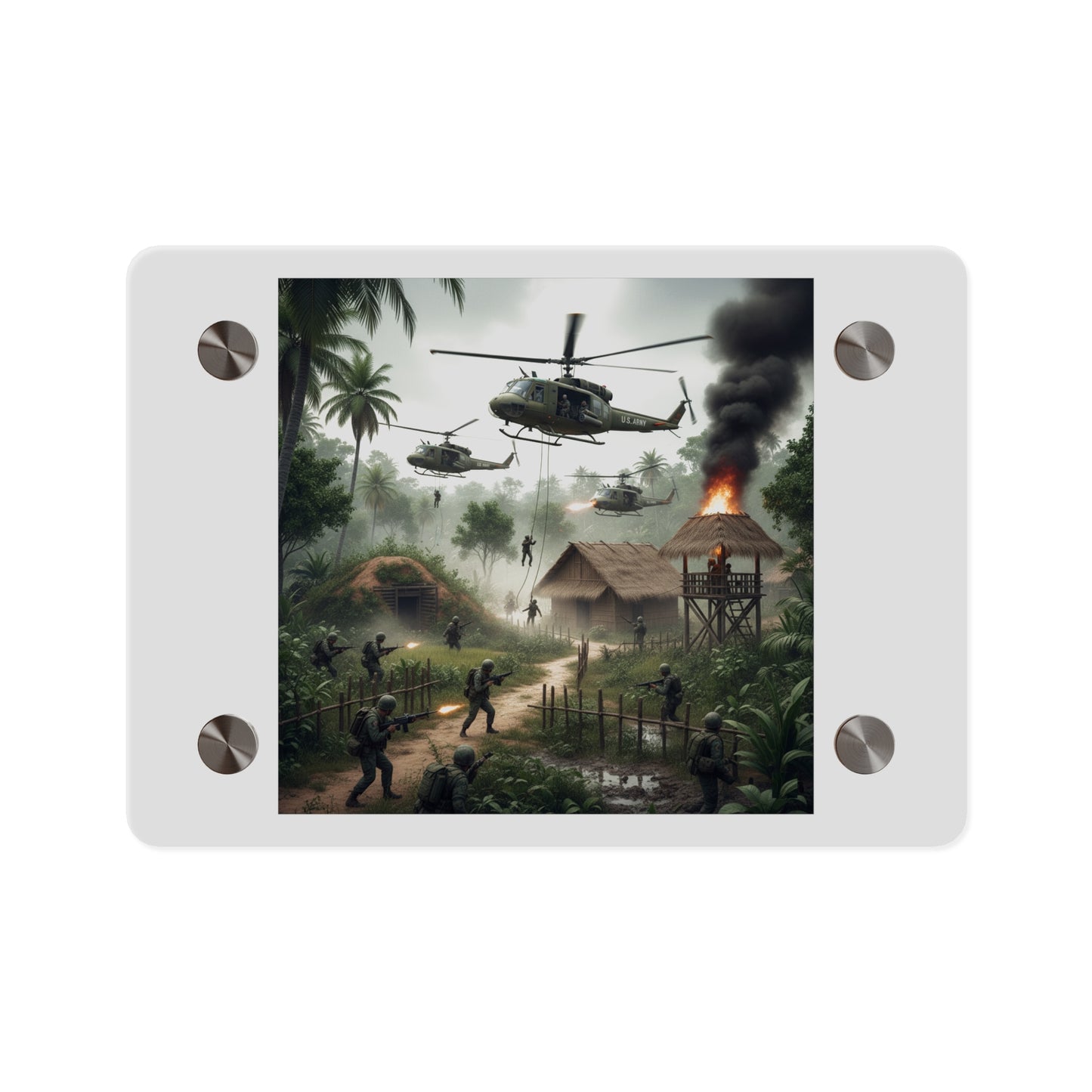 Acrylic Wall Art Panel - Vietnam Village Helicopter Assault