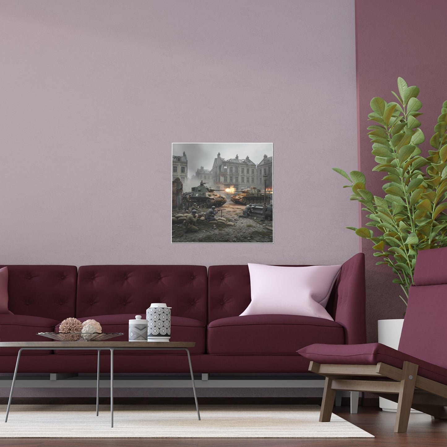 Indoor and Outdoor Silk Posters - US Tank Destroyer - M10 Wolverine Battles a German Panzer Tank