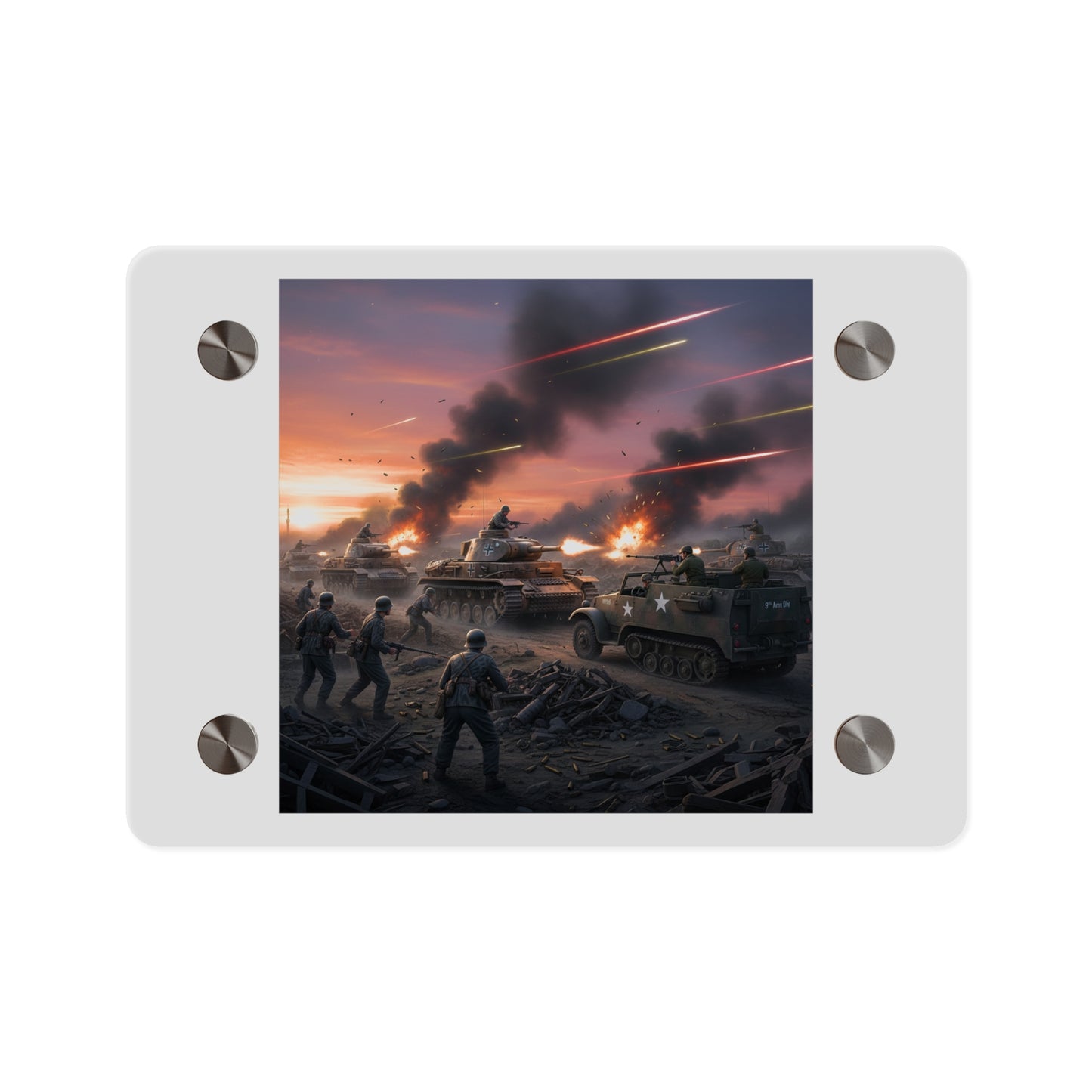 Acrylic Wall Art Panel - M3A1 Half-track 9th Armor Division vs German Armor