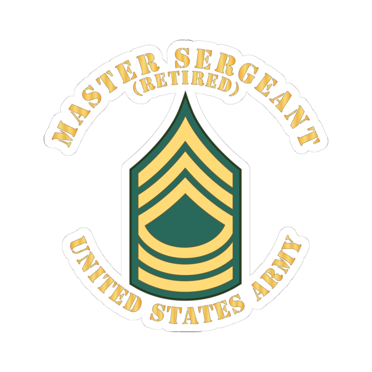 Kiss-Cut Stickers - Enlisted - MSG - Master Sergeant - Std - Retired