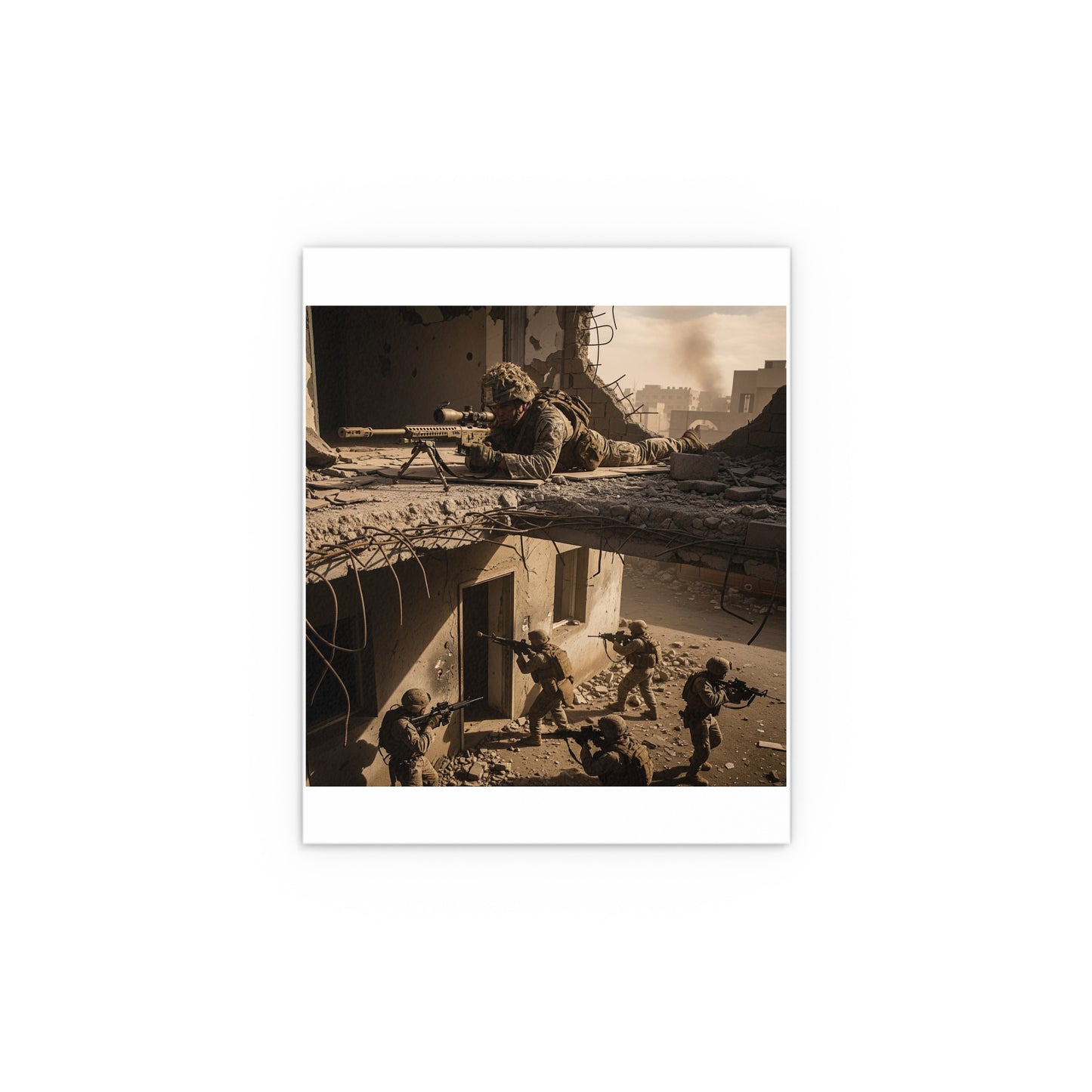 Indoor and Outdoor Silk Posters - Marine Sniper Providing Overwatch for Breach Team