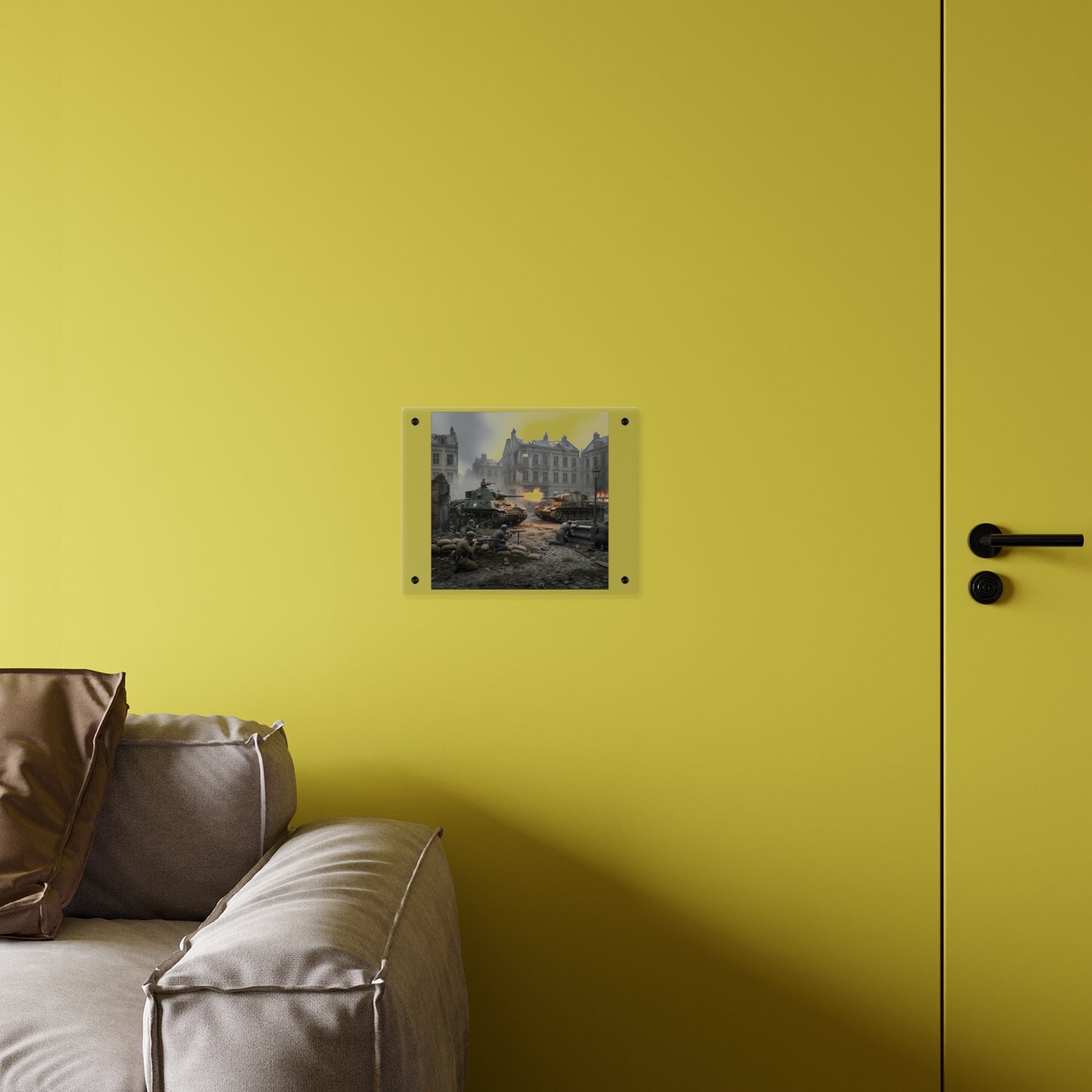 Acrylic Wall Art Panel - US Tank Destroyer - M10 Wolverine Battles a German Panzer Tank