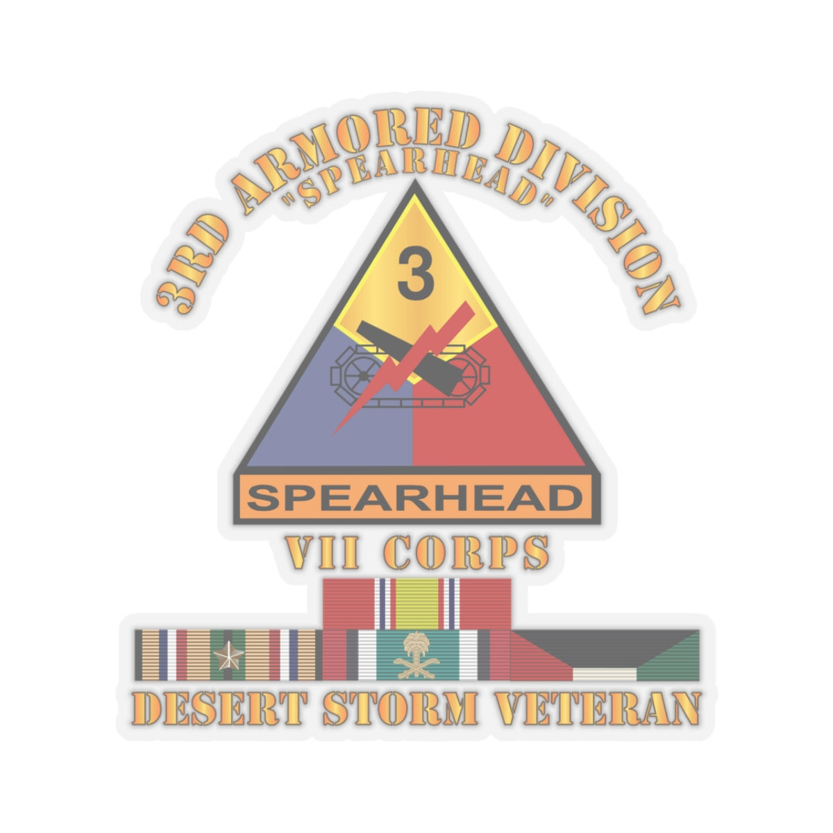 Kiss-Cut Stickers - 3rd Armored Div - VII Corps - Desert Storm Veteran