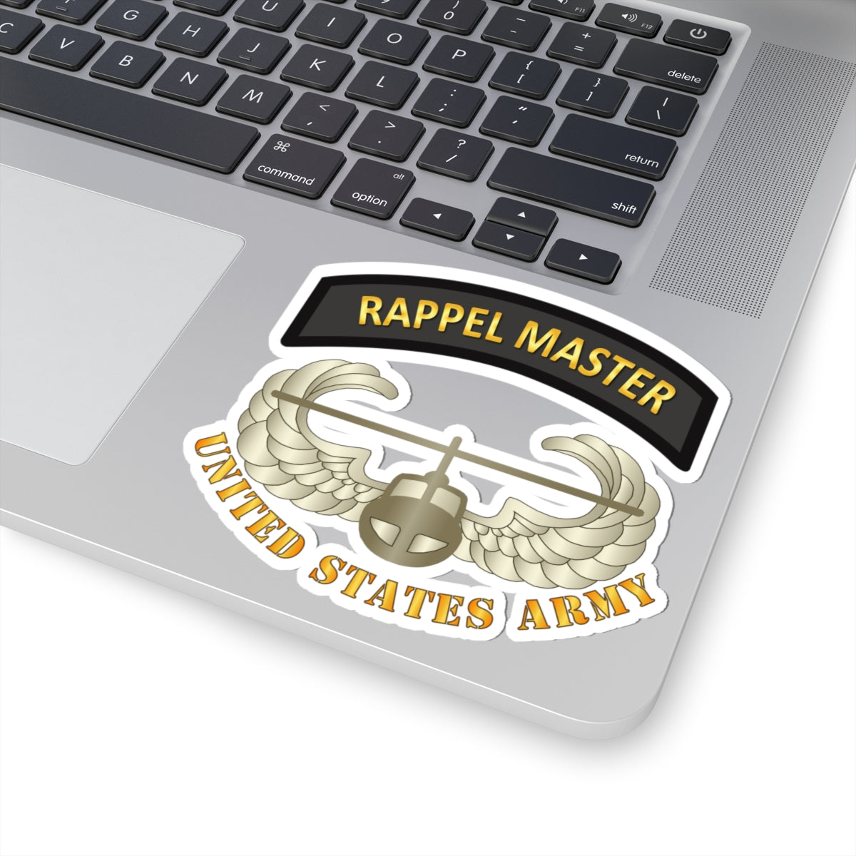 Kiss-Cut Stickers - Rappel Master Tab w Air Assault Badge - US Army