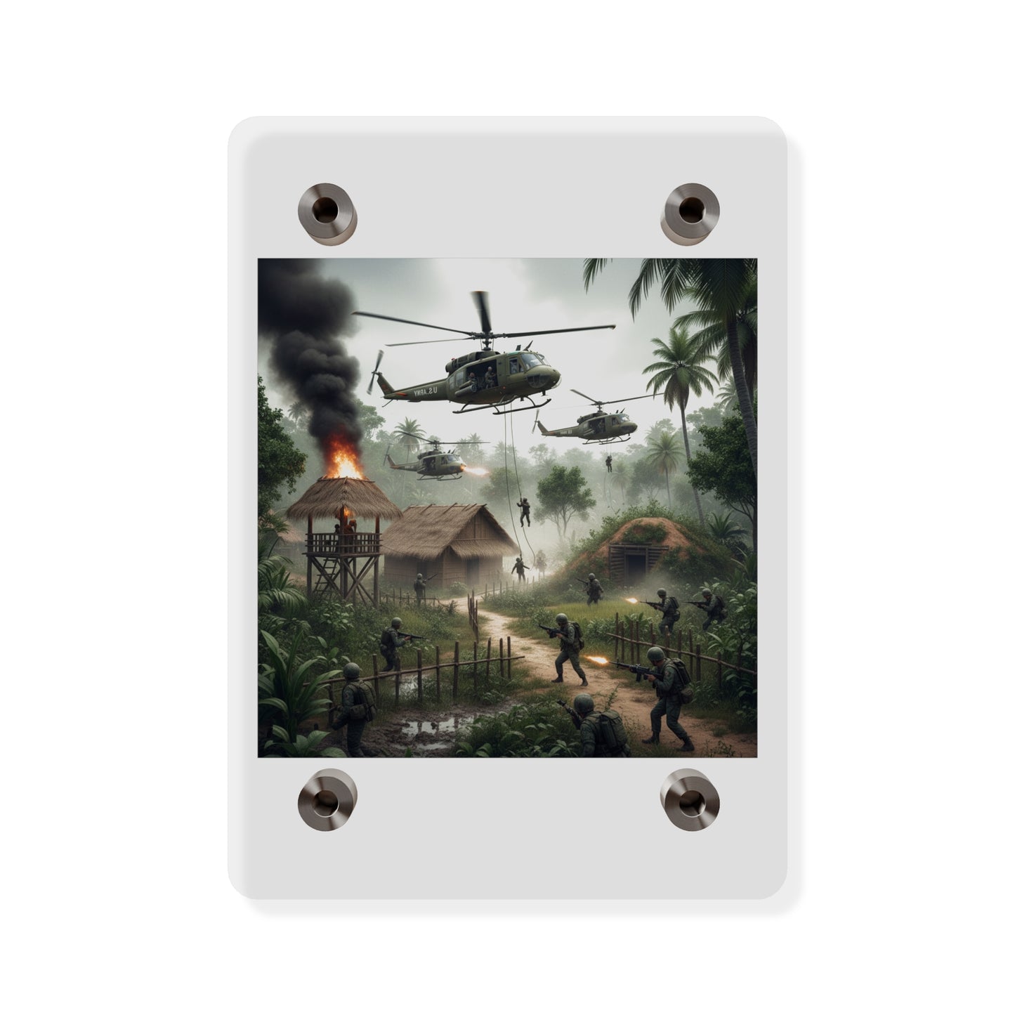 Acrylic Wall Art Panel - Vietnam Village Helicopter Assault