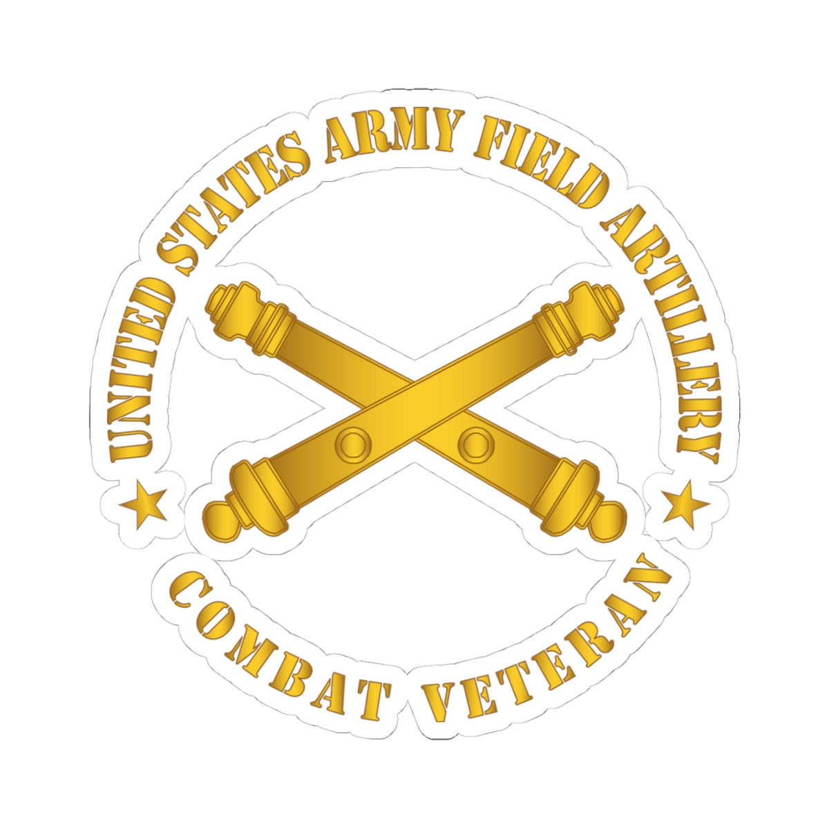 Kiss-Cut Stickers - US Army Field Artillery Combat Veteran w Branch wo Txt