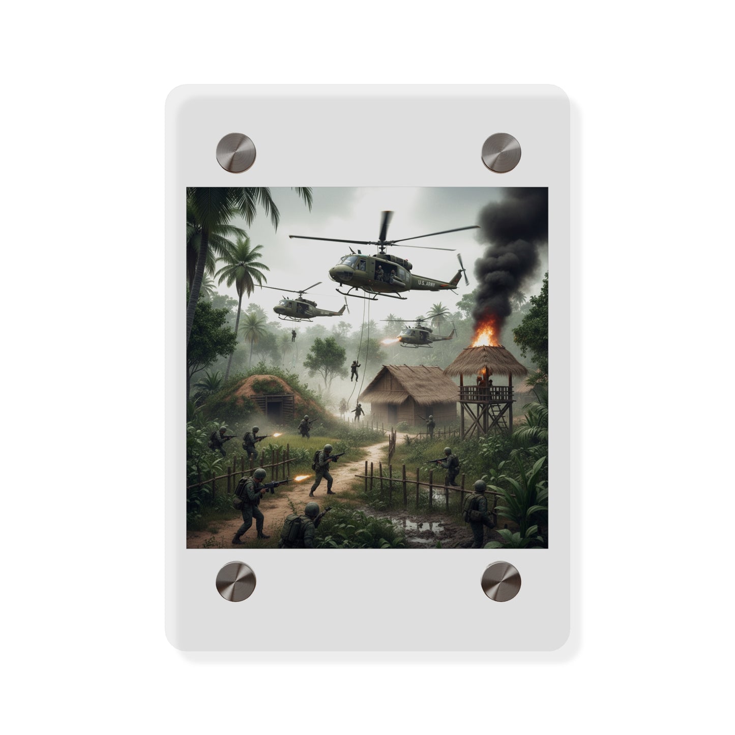 Acrylic Wall Art Panel - Vietnam Village Helicopter Assault