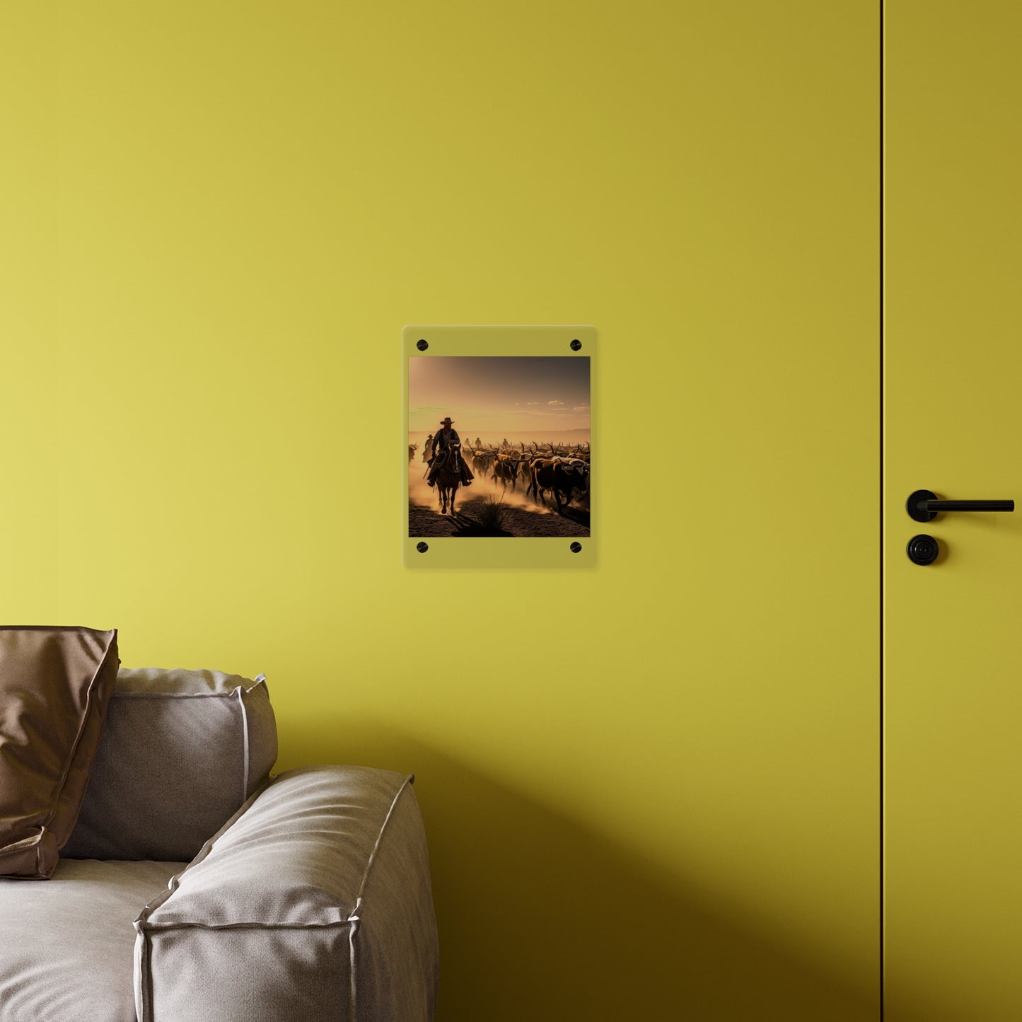 Acrylic Wall Art Panel - Dirty, dusty cattle drive in the Old West