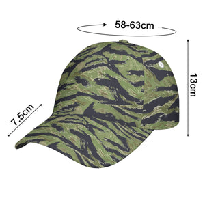 All-Over Print Peaked Tiger Stripe Camouflage Cap