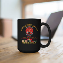 Load image into Gallery viewer, Black Mug 15oz - USMC - Marine Aviation Logistics Squadron 39 - MALS 39 - Magicians - Gulf War Vet W Svc
