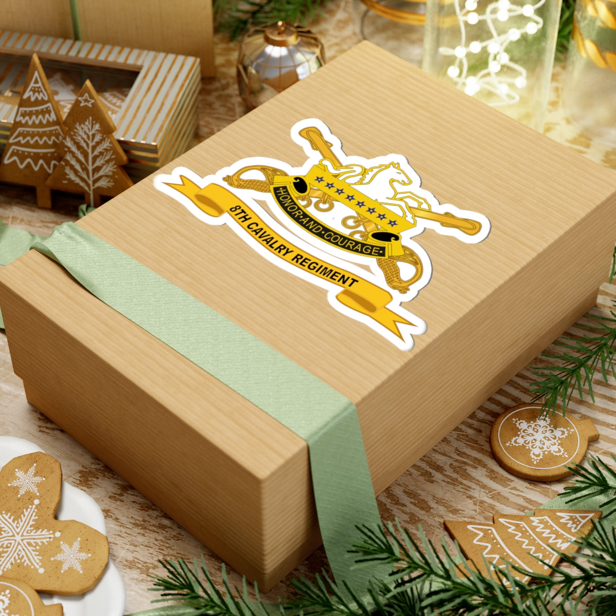 Kiss-Cut Stickers - 8th Cavalry Regiment w Br - Ribbon