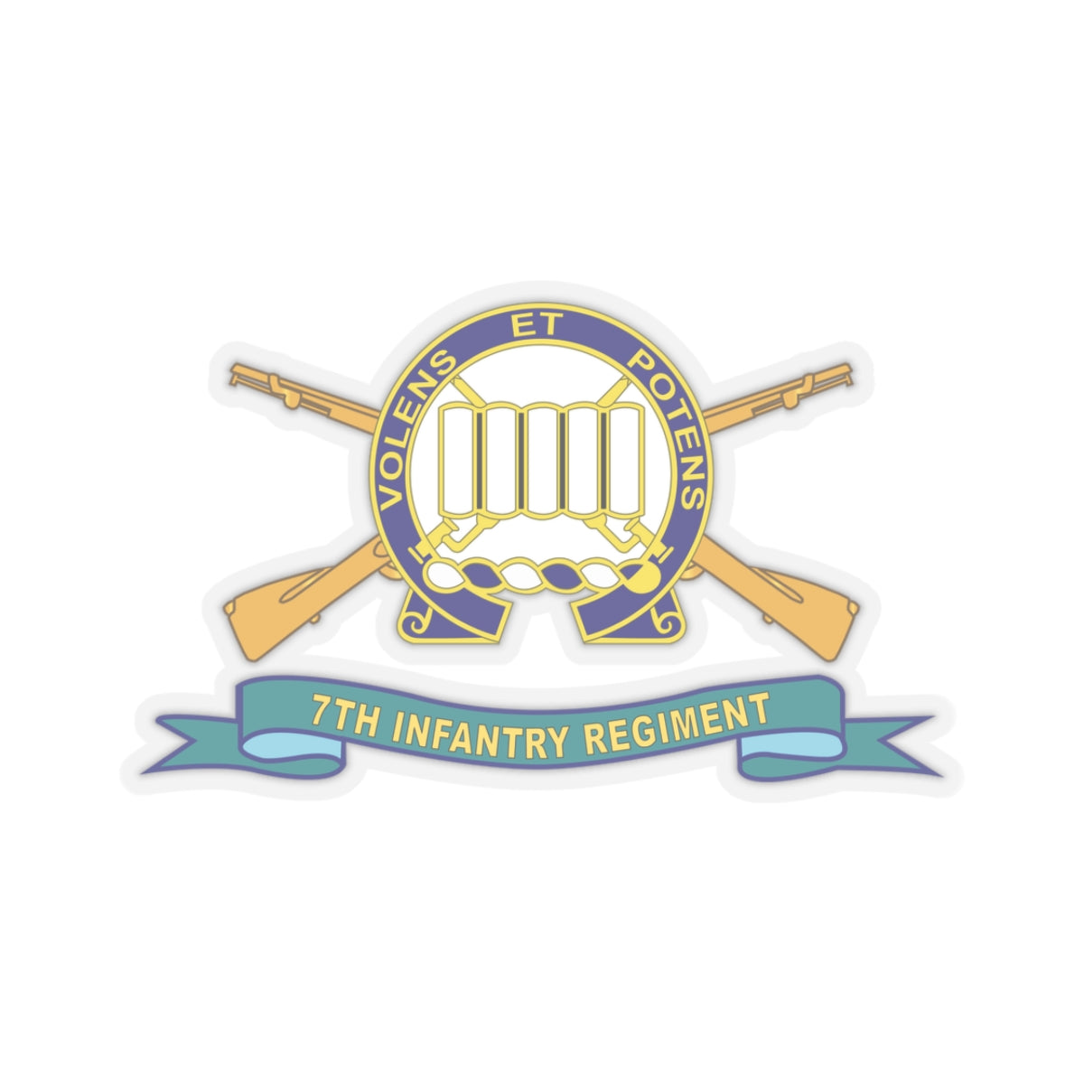 Kiss-Cut Stickers - 7th Infantry Regiment w Br - Ribbon X 300