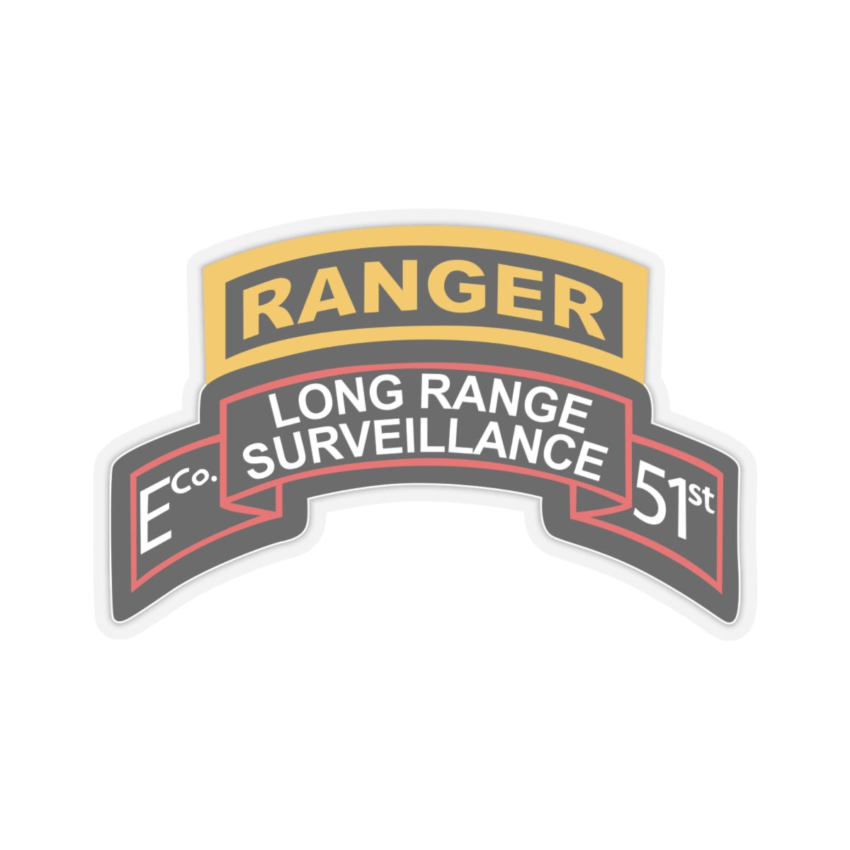 Kiss-Cut Stickers - Airborne Ranger - E Company- 51st Infantry (Ranger) w Ranger Tab