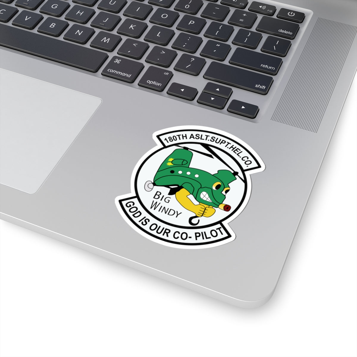 Kiss-Cut Stickers - 180th Assault Support Helicopter Company - Big Windy - God is Co-Pilot