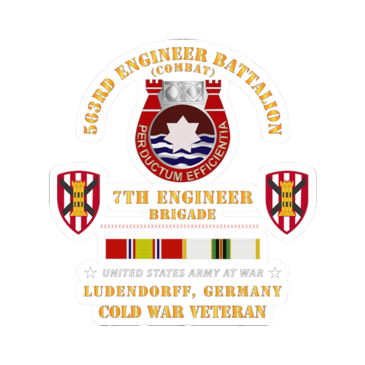 Kiss-Cut Stickers - 563rd Engineer Bn, 7th Eng Bde, Ludendorff, Germany w COLD SVC X 300