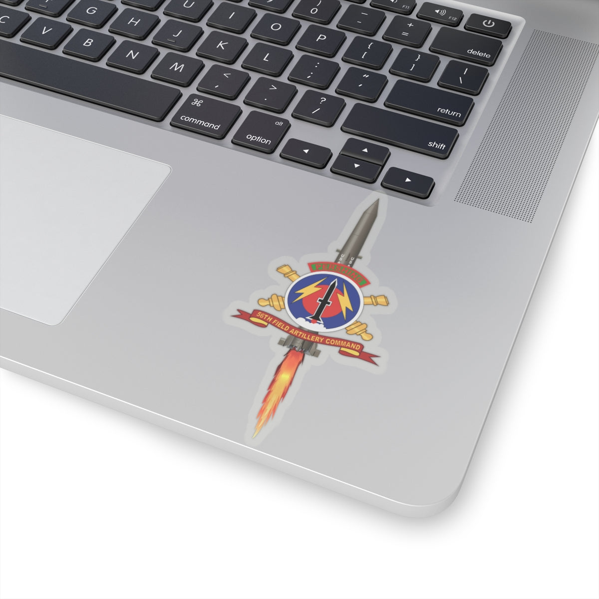 Kiss-Cut Stickers - 56th Field Artillery Command - SSI w Br - Ribbon w Pershing - Firing