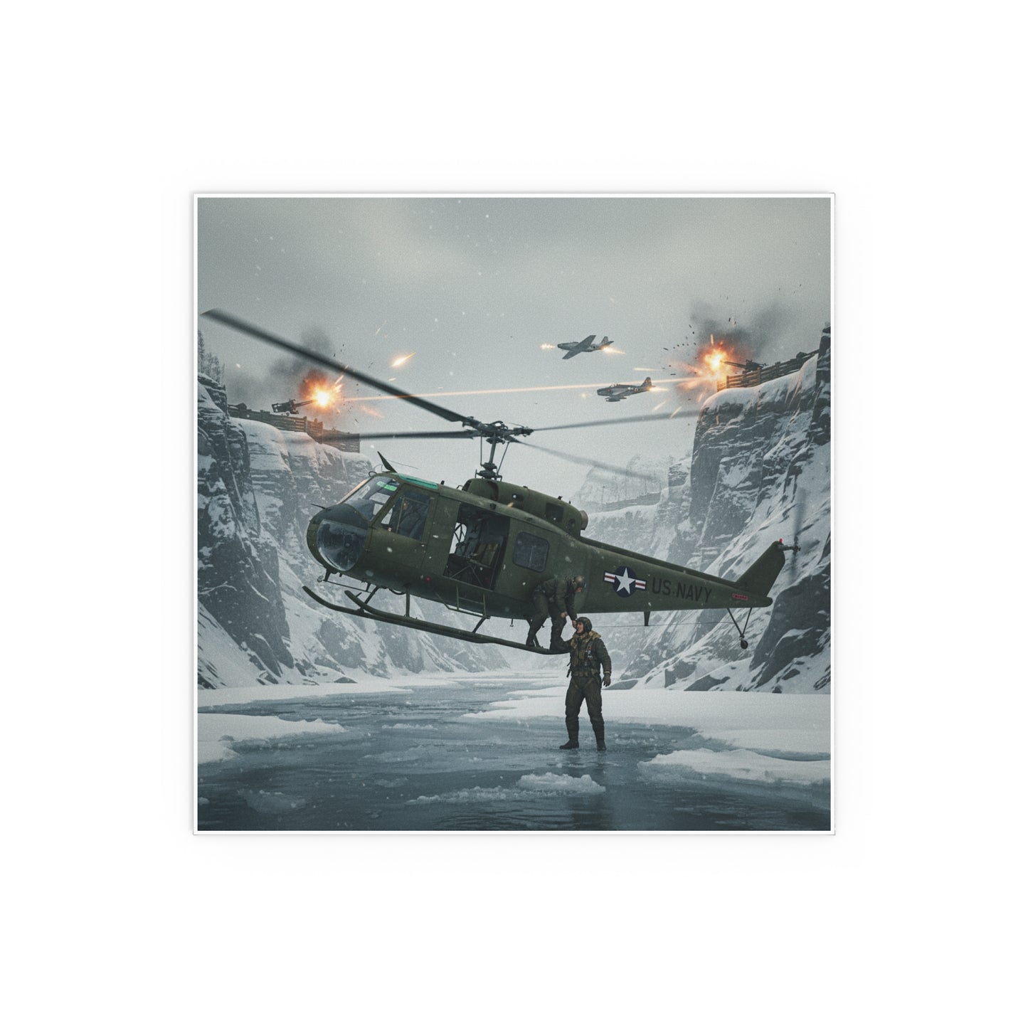 Indoor and Outdoor Silk Posters - Rescue Mission from Majon-ni and Samdong-ni attack - Korean War