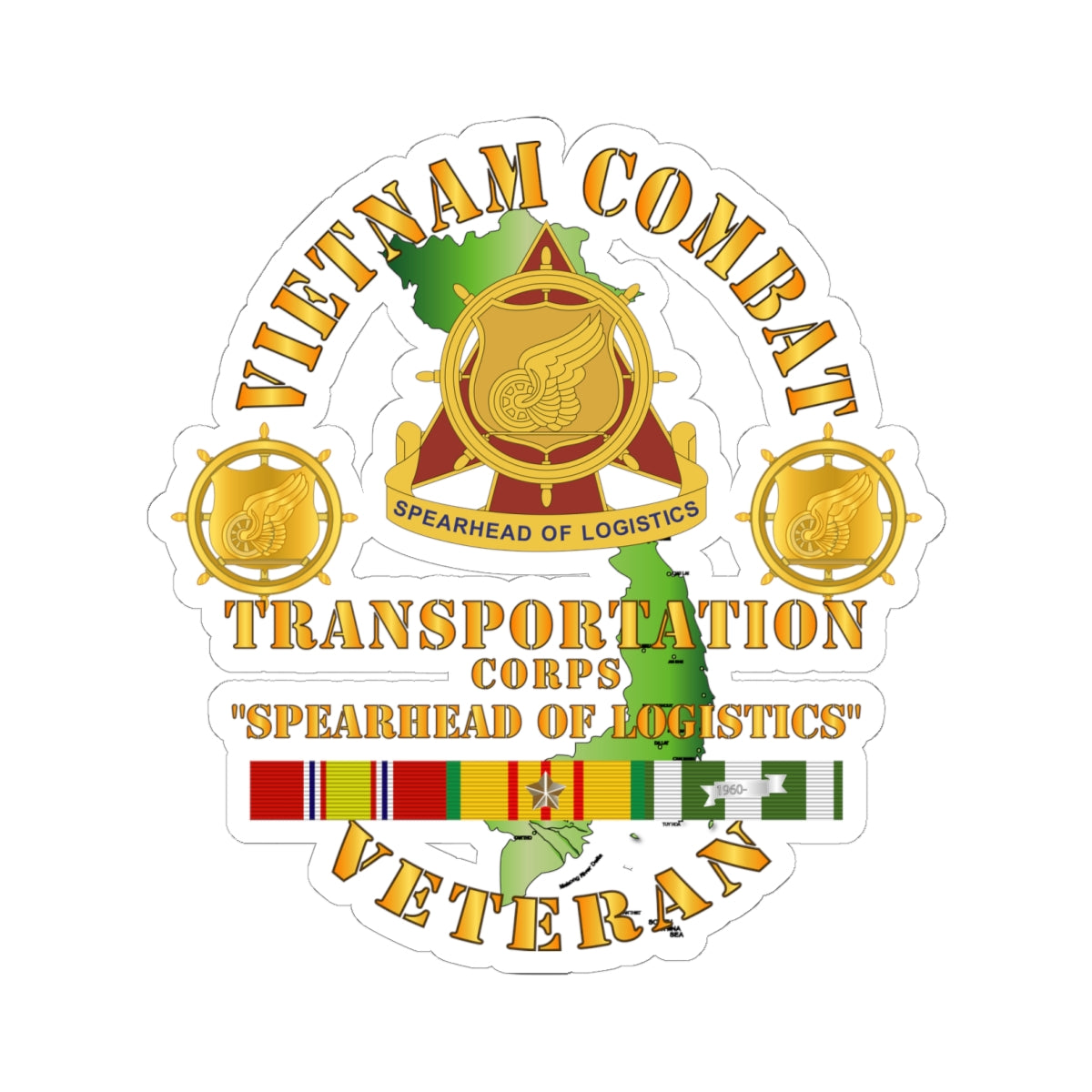 Kiss-Cut Stickers - Vietnam Combat Vet - Transportation Corps w VN SVC X 300