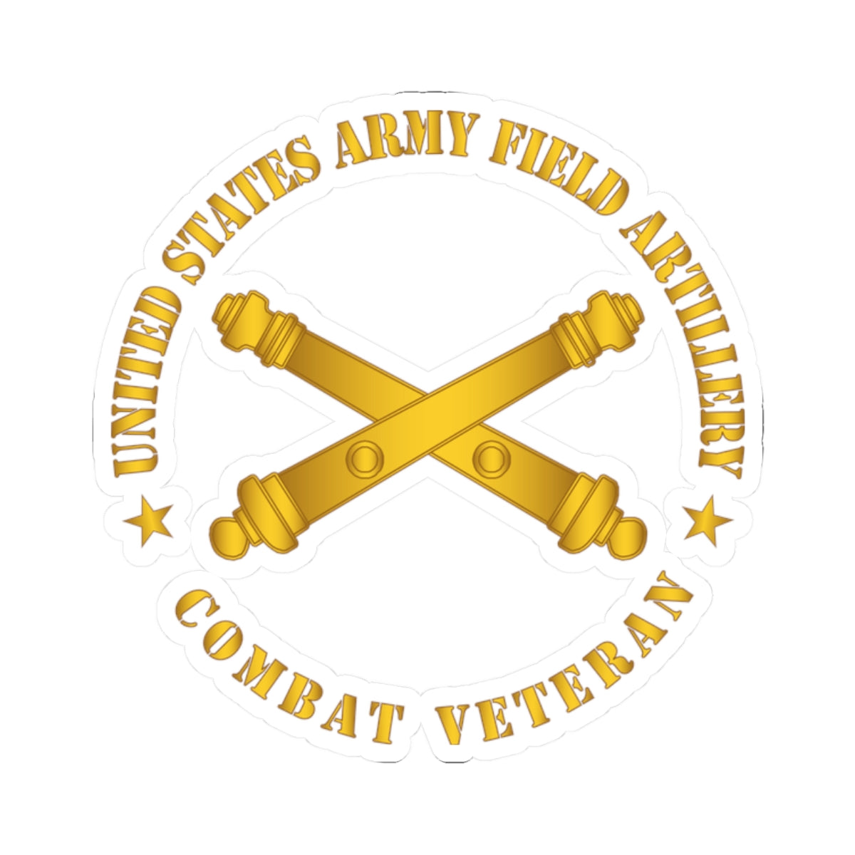 Kiss-Cut Stickers - US Army Field Artillery Combat Veteran w Branch wo Txt