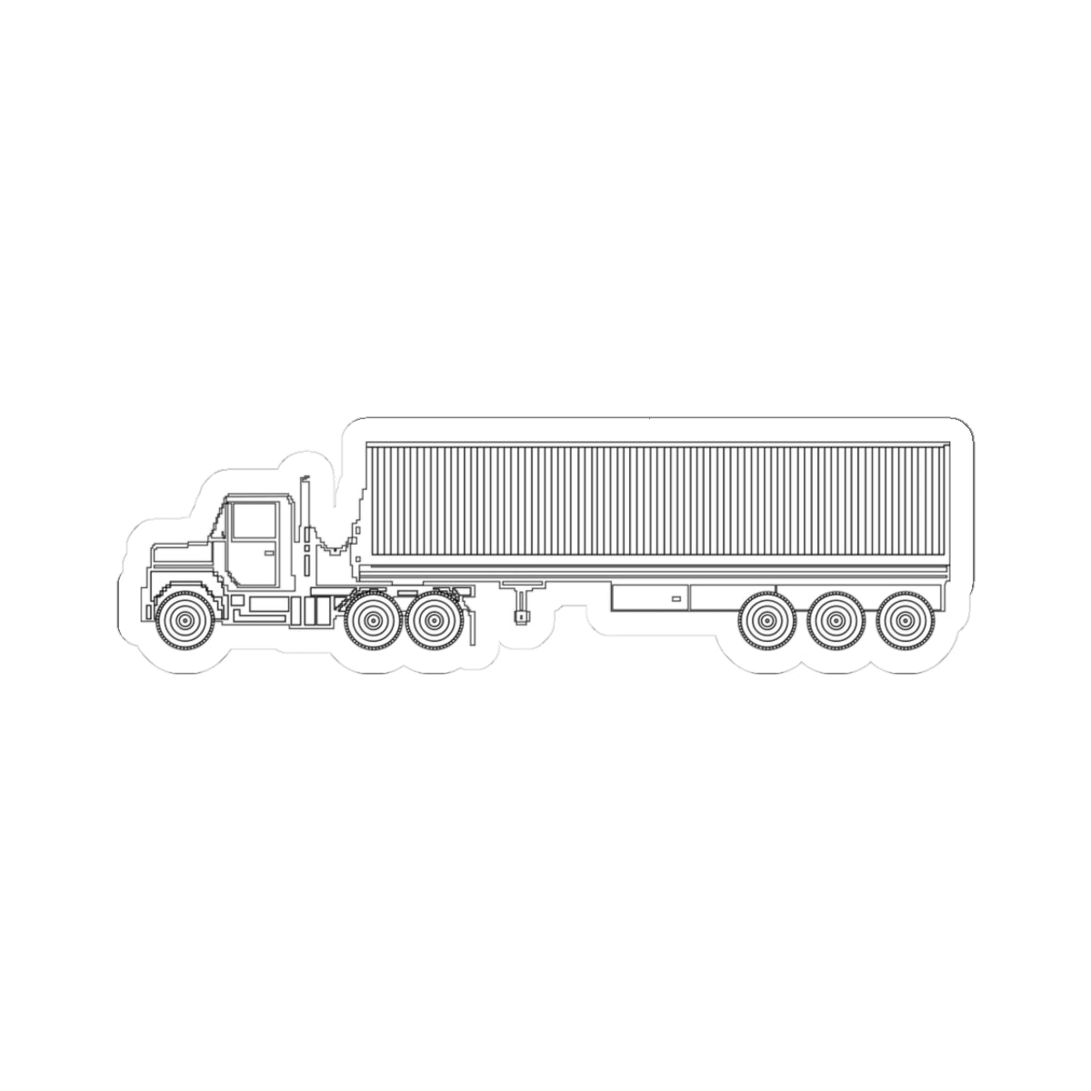 Kiss-Cut Stickers - Vehicle - M915 Tractor with M872 - 40 Ft Container - Side - LA X 300