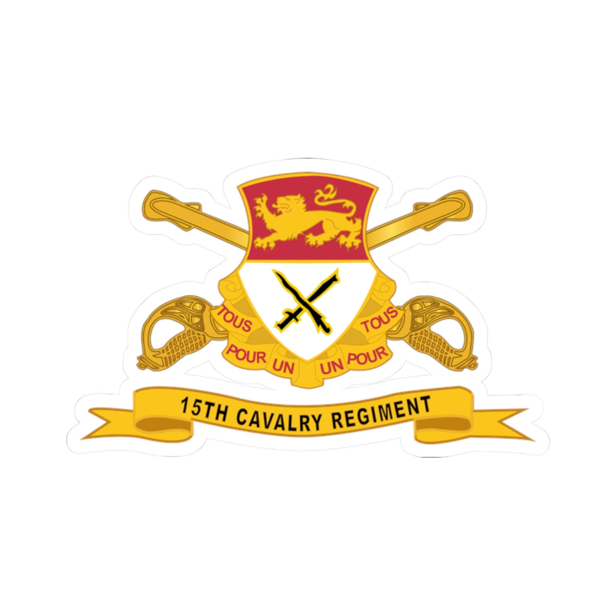 Kiss-Cut Stickers - 15th Cavalry Regiment w Br - Ribbon