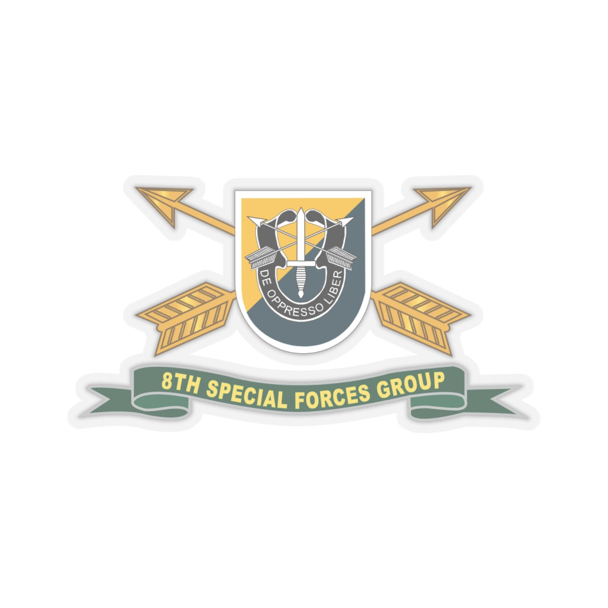 Kiss-Cut Stickers - 8th Special Forces Group - Flash w Br - Ribbon X 300