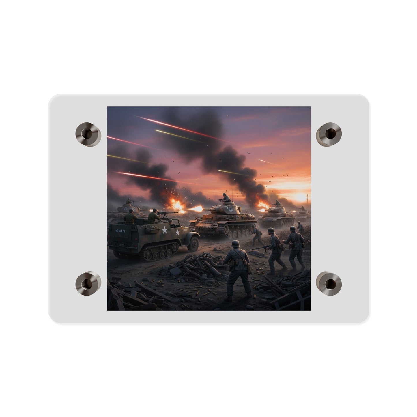 Acrylic Wall Art Panel - M3A1 Half-track 9th Armor Division vs German Armor