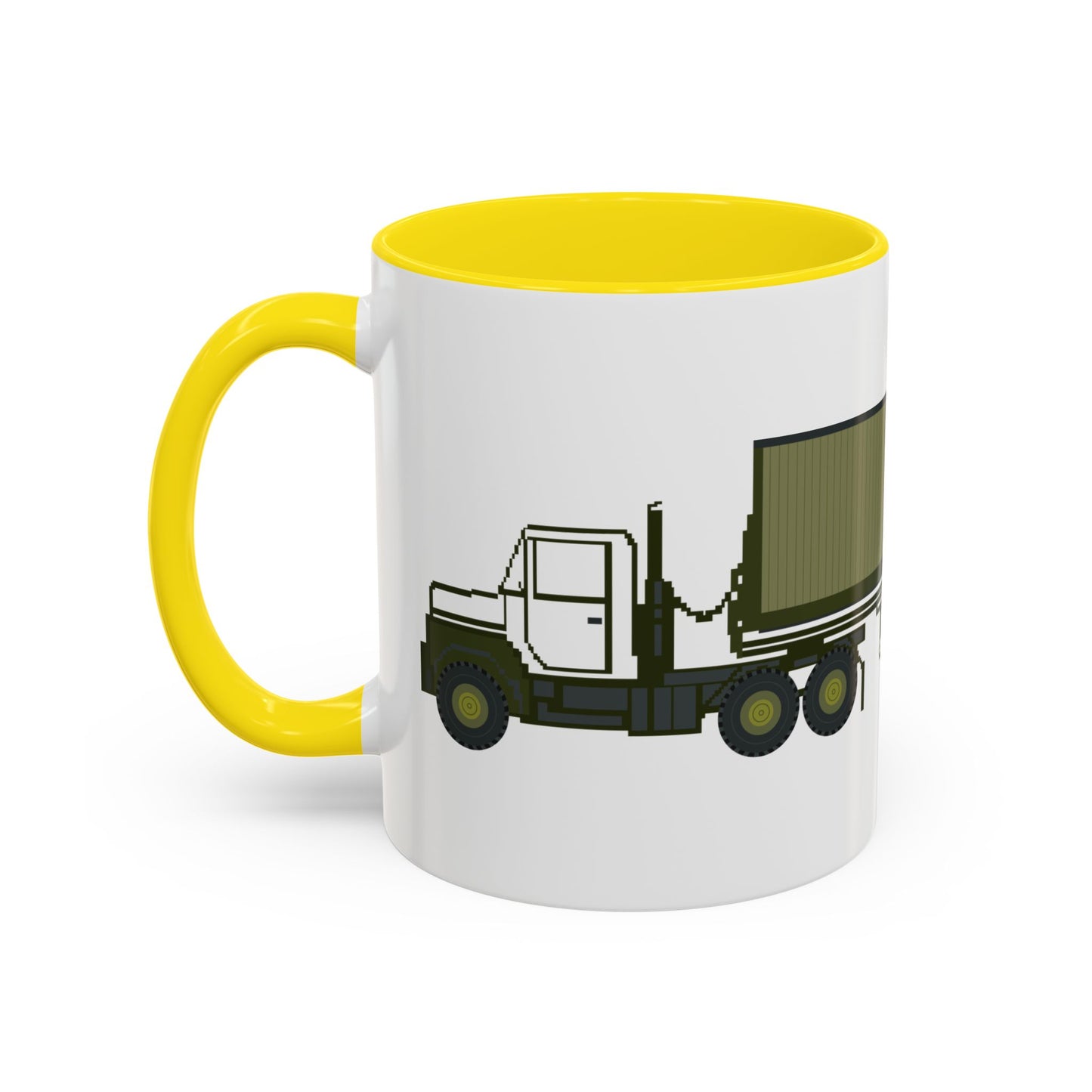 Accent Coffee Mug (11oz & 15oz) - Vehicle - M915 Tractor with M872 - 40 Ft Container - Side X 300