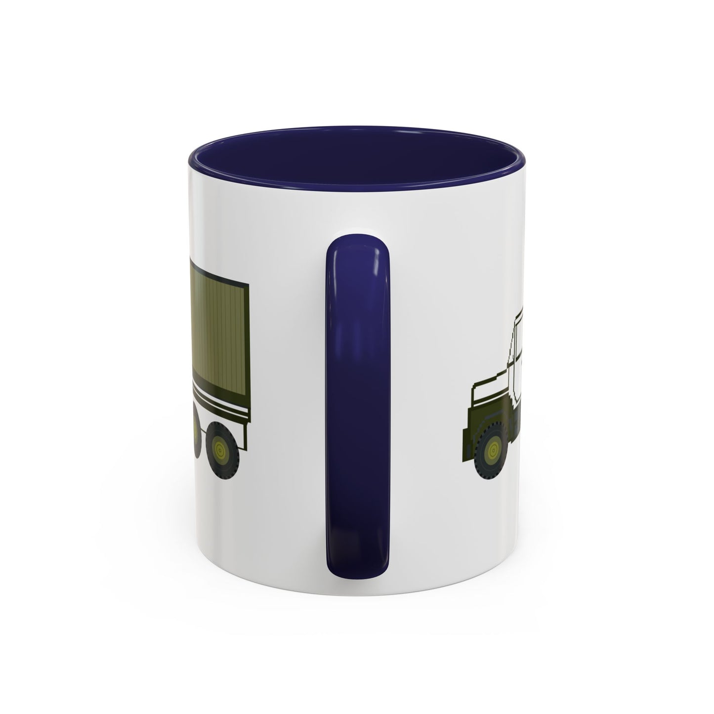 Accent Coffee Mug (11oz & 15oz) - Vehicle - M915 Tractor with M872 - 40 Ft Container - Side X 300