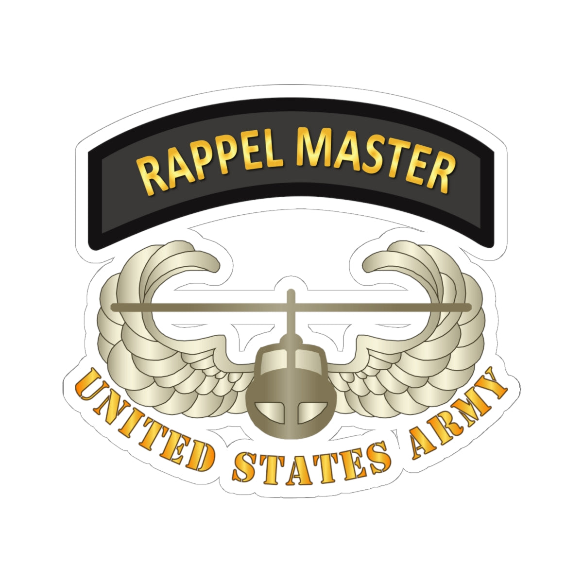 Kiss-Cut Stickers - Rappel Master Tab w Air Assault Badge - US Army