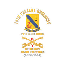 Load image into Gallery viewer, Kiss-Cut Vinyl Decals - Army - 14th Cavalry Regiment w Cav Br - 4th Squadron - Operation Iraqi Freedom - 2005 - 2006 - Red Txt X 300
