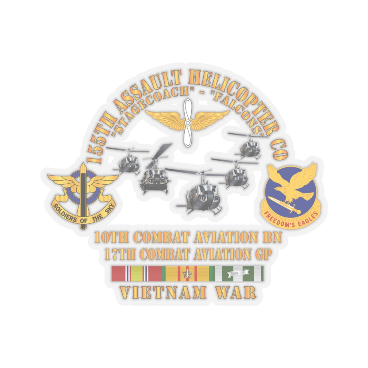 Kiss-Cut Stickers - 155th AHC - Stagecoach - Falcons w VN SVC