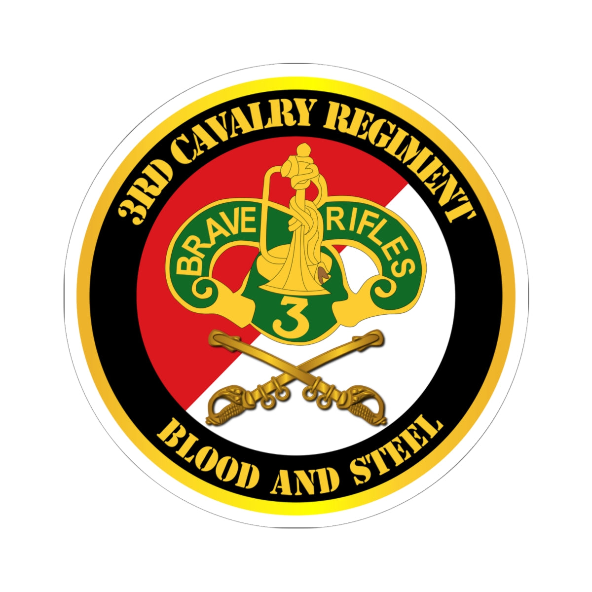 Kiss-Cut Stickers - 3rd Cavalry Regiment DUI - Red White - Blood and Steel