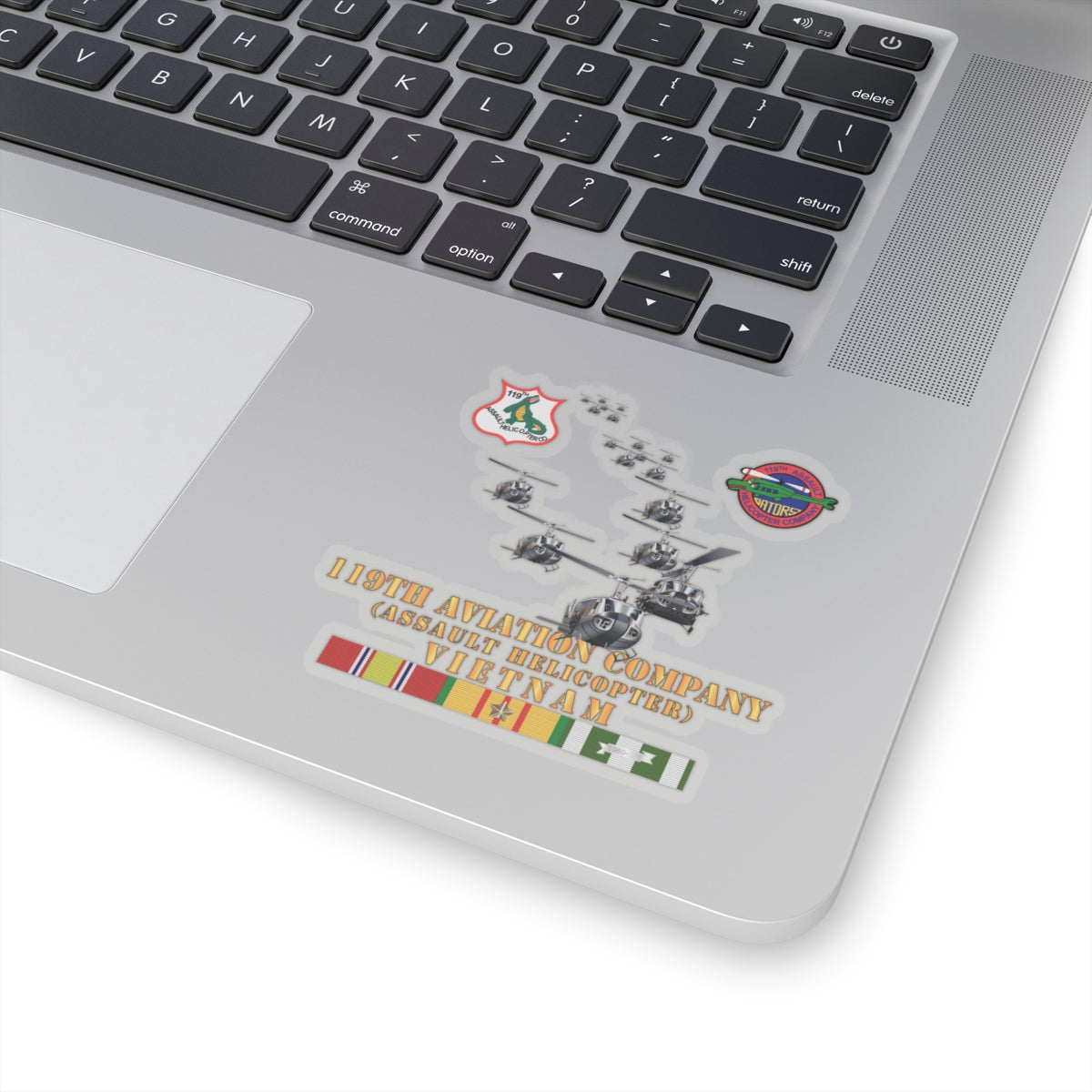 Kiss-Cut Stickers - 119th Aviation Company (Assault Helicopter) w SSI w VN SVC X 300