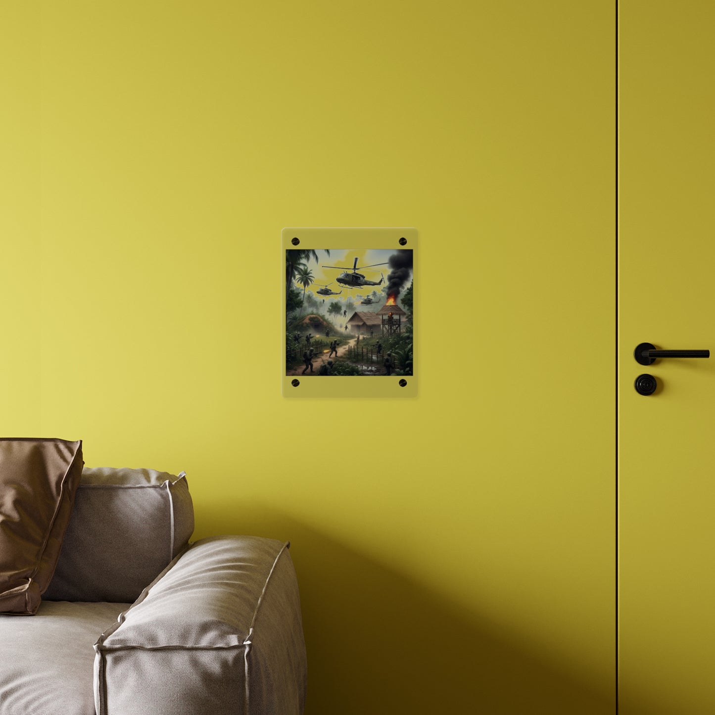 Acrylic Wall Art Panel - Vietnam Village Helicopter Assault
