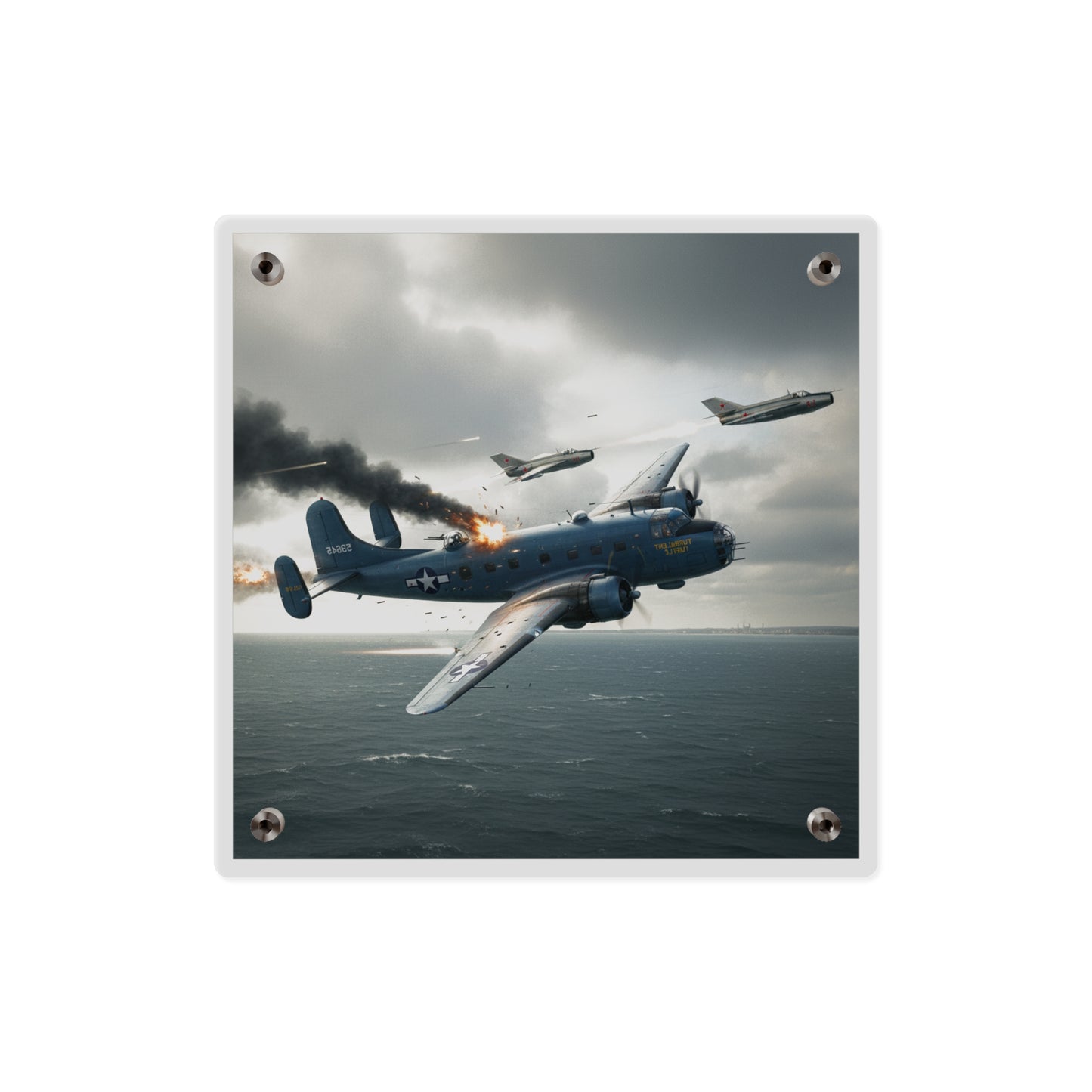 Acrylic Wall Art Panel - April 8, 1950, Baltic Sea - Latvia Soviet fighters shot down a U.S. Navy PB4Y-2 - Liberator - Cold War