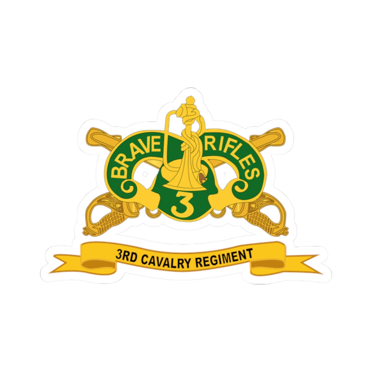 Kiss-Cut Stickers - 3rd Cavalry Regiment w Br - Ribbon