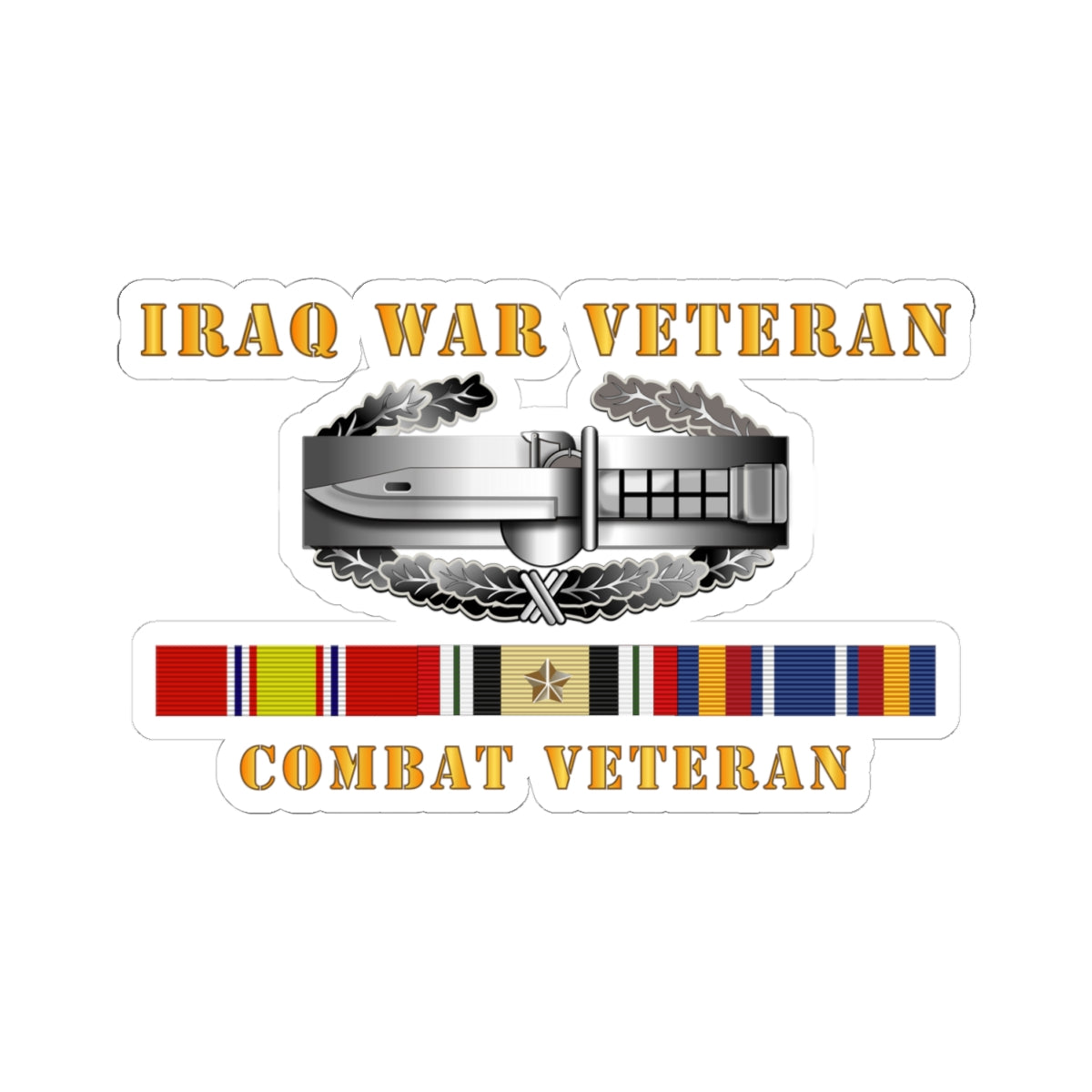 Kiss-Cut Stickers - Iraq War Veteran - Combat Action Badge w CAB IRAQ SVC