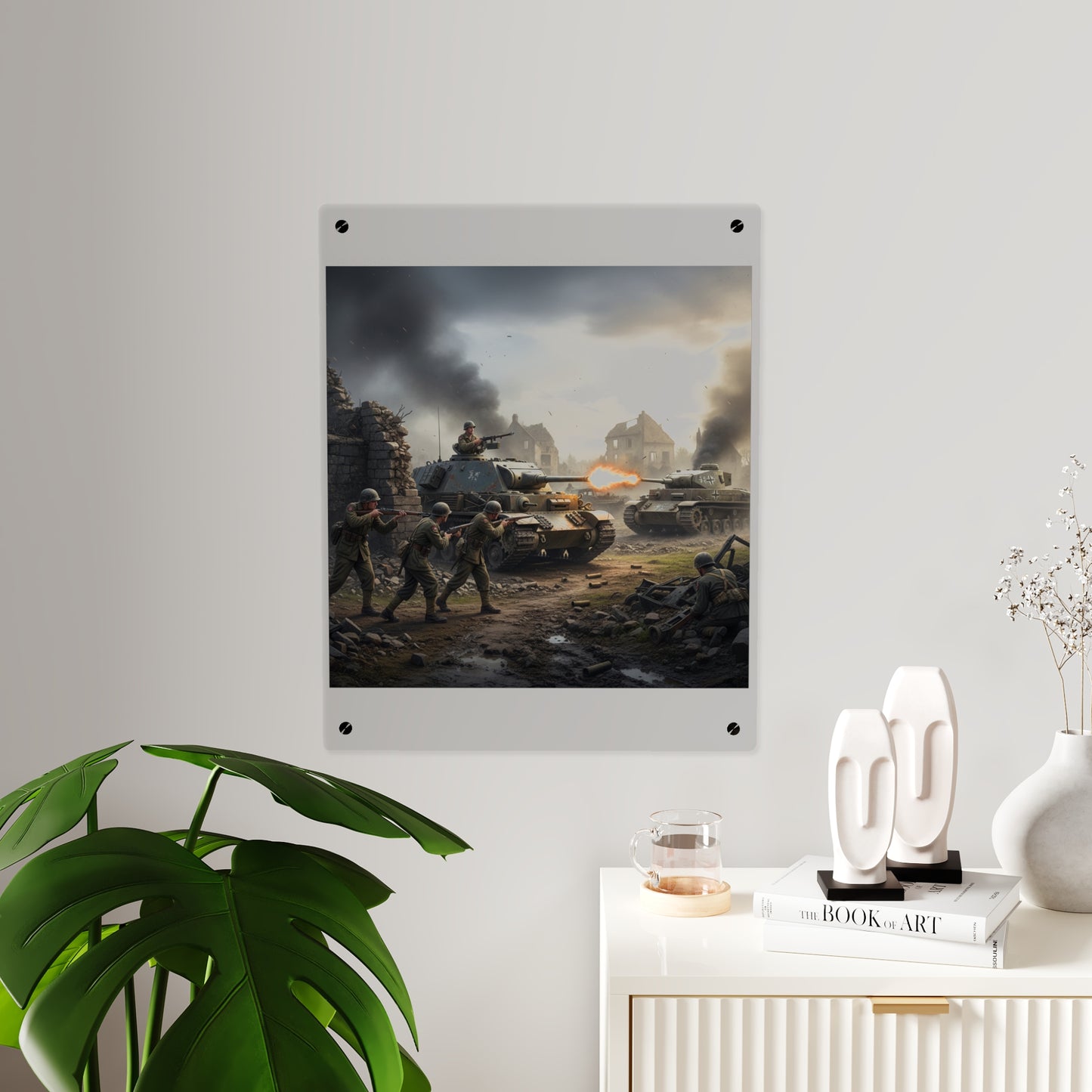 Acrylic Wall Art Panel - Tank Destroyer - M10 Wolverine vs German Panzer Tank