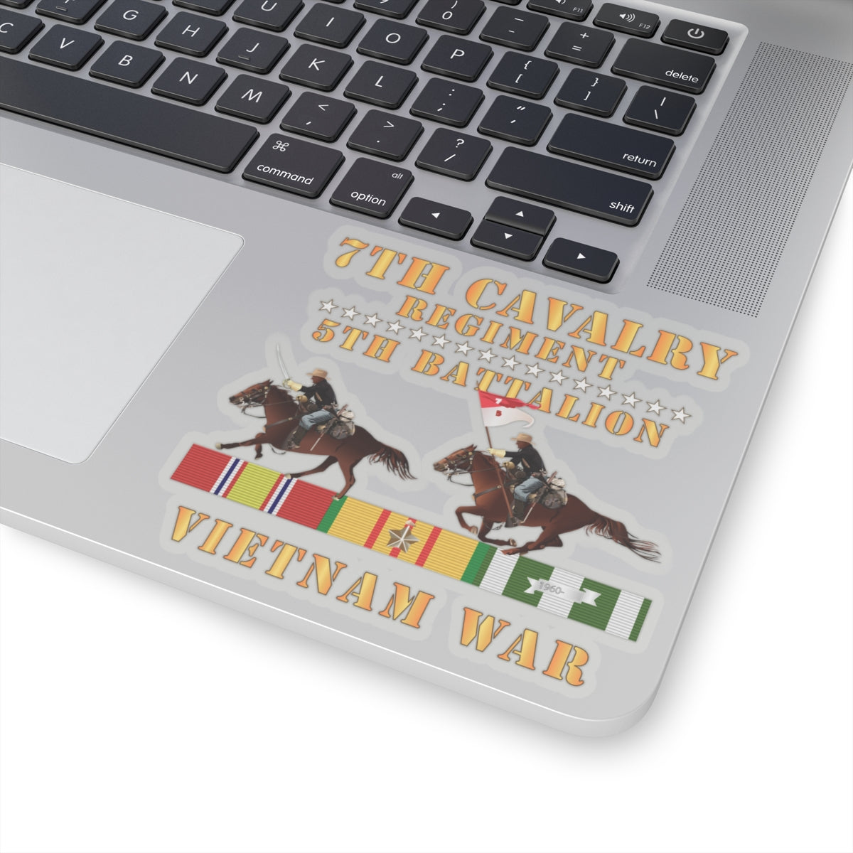 Kiss-Cut Stickers - 5th Battalion, 7th Cavalry Regiment - Vietnam War wt 2 Cav Riders and VN SVC X300