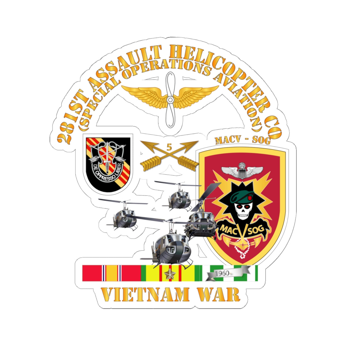 Kiss-Cut Stickers - 281st AHC MAC V SOG w SVC