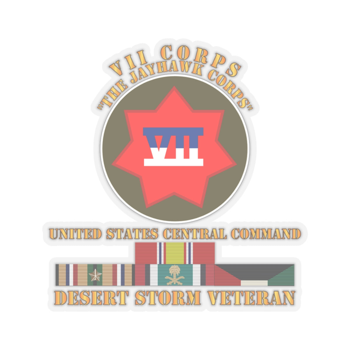 Kiss-Cut Stickers - VII Corps - US Central Command - Desert Storm Veteran