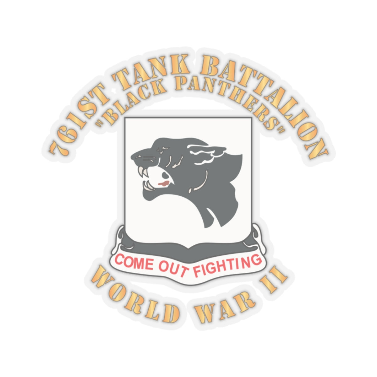 Kiss-Cut Stickers - 761st Tank Battalion - Black Panthers - WWII