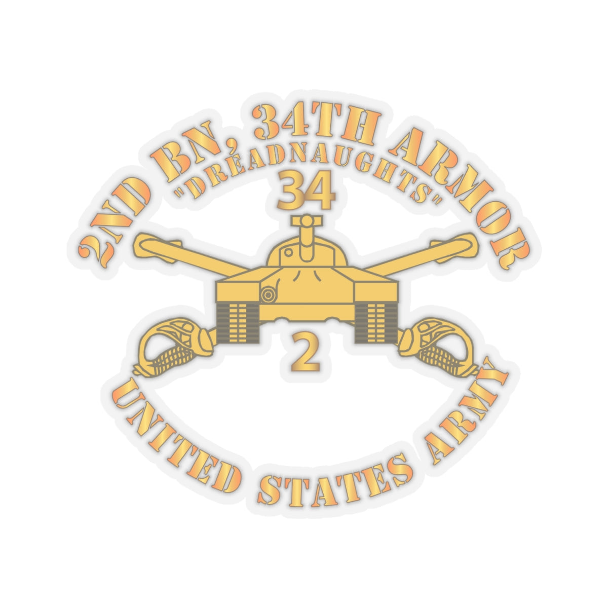 Kiss-Cut Stickers - 2nd Bn 34th Armor - Dreadnaughts - Armor Branch