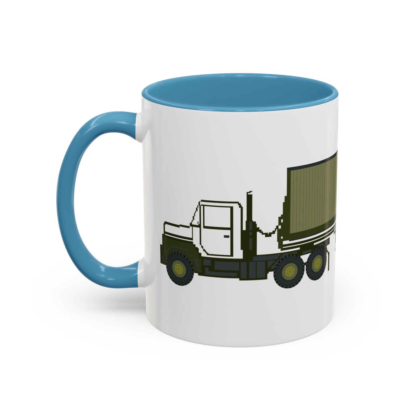 Accent Coffee Mug (11oz & 15oz) - Vehicle - M915 Tractor with M872 - 40 Ft Container - Side X 300