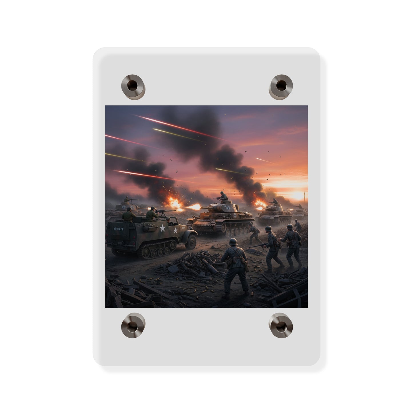 Acrylic Wall Art Panel - M3A1 Half-track 9th Armor Division vs German Armor
