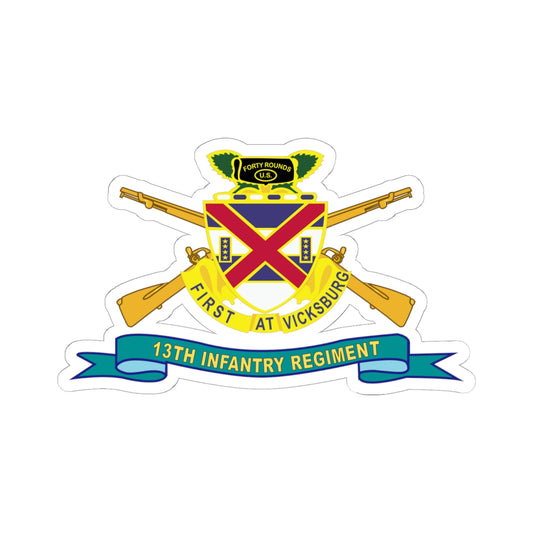 Kiss-Cut Stickers - 13th Infantry Regiment - DUI w Br - Ribbon X 300